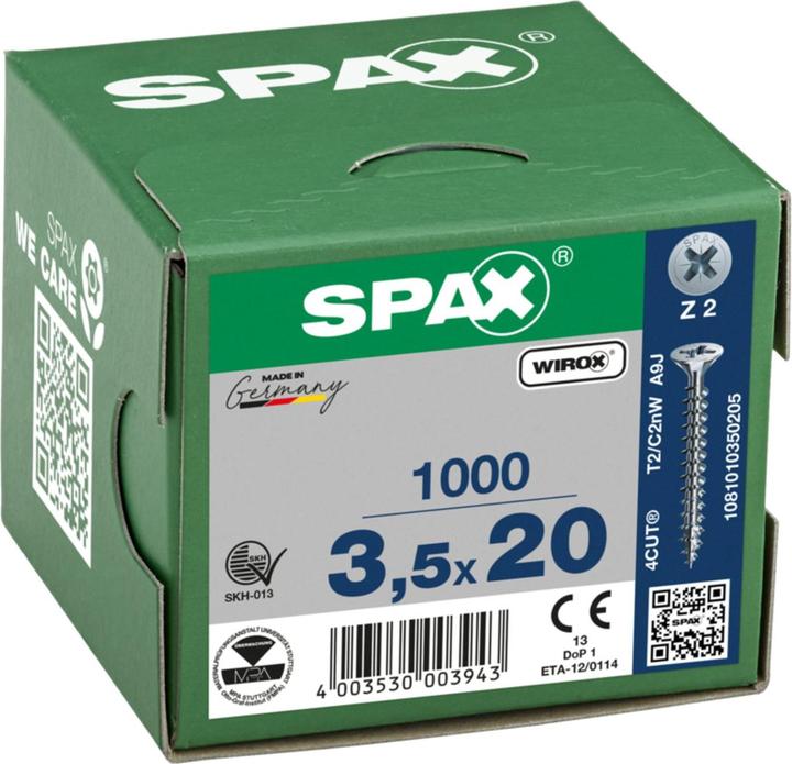 Actual product image Spax Senkmultikopf Kreuzschlitz Z2 Vollgewinde Wirox (1000 Screws per piece)