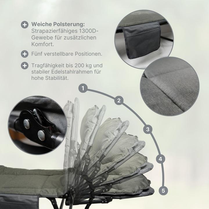 Actual product image Hermex Campingliege Outdoor-Liege Feldbett Sonnenliege Klappbett