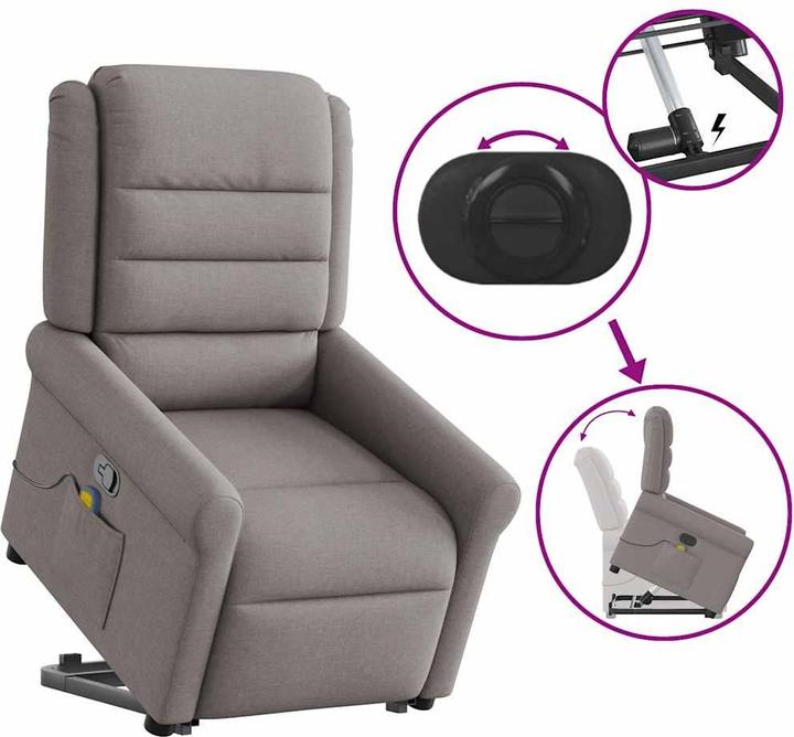Produktbild VidaXL Massagesessel mit Aufstehhilfe Taupe Stoff