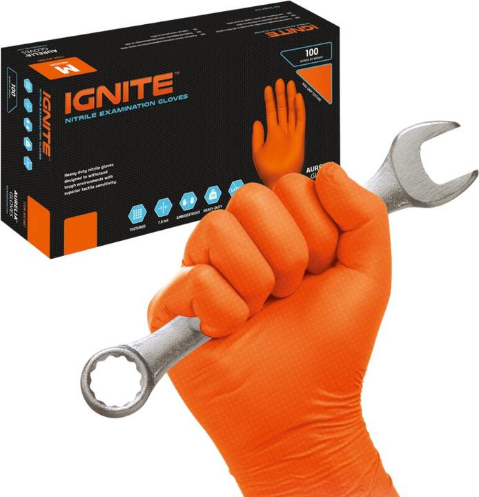Produktbild Lovehoney Einweghandschuh Max Grip Nitril, 100 Stück, M, Orange (M)