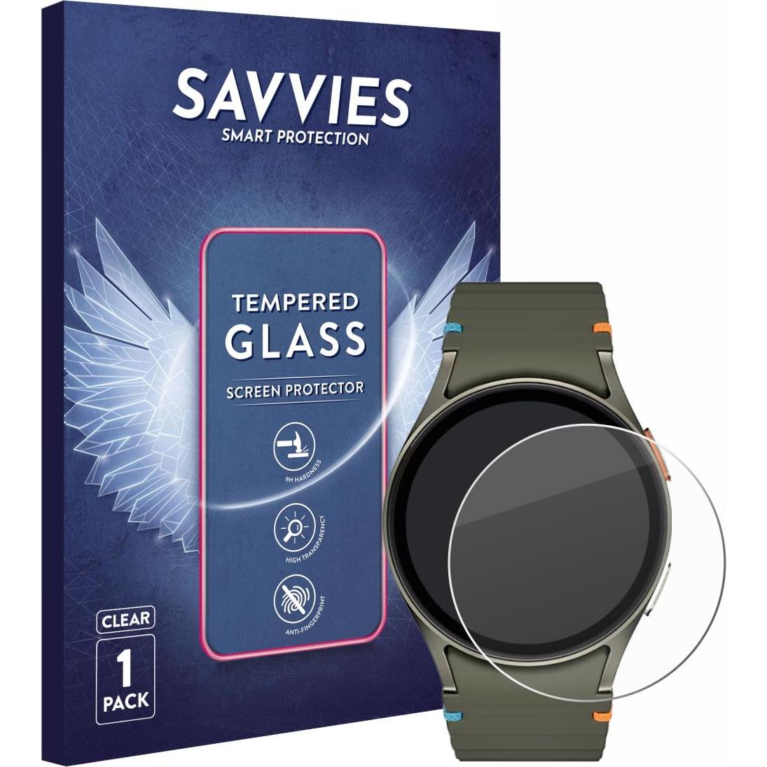 Savvies Panzerglas Schutzglas Displayschutz, Smartwatch Schutzfolie, Transparent