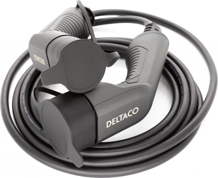 Actual product image Deltaco EV charging cable, e-car & hybrid, Type2 to Type2, 32 A, 7.6 kW, 1-phase (Type 2, 7.60 kW, 32 A, 10 m)