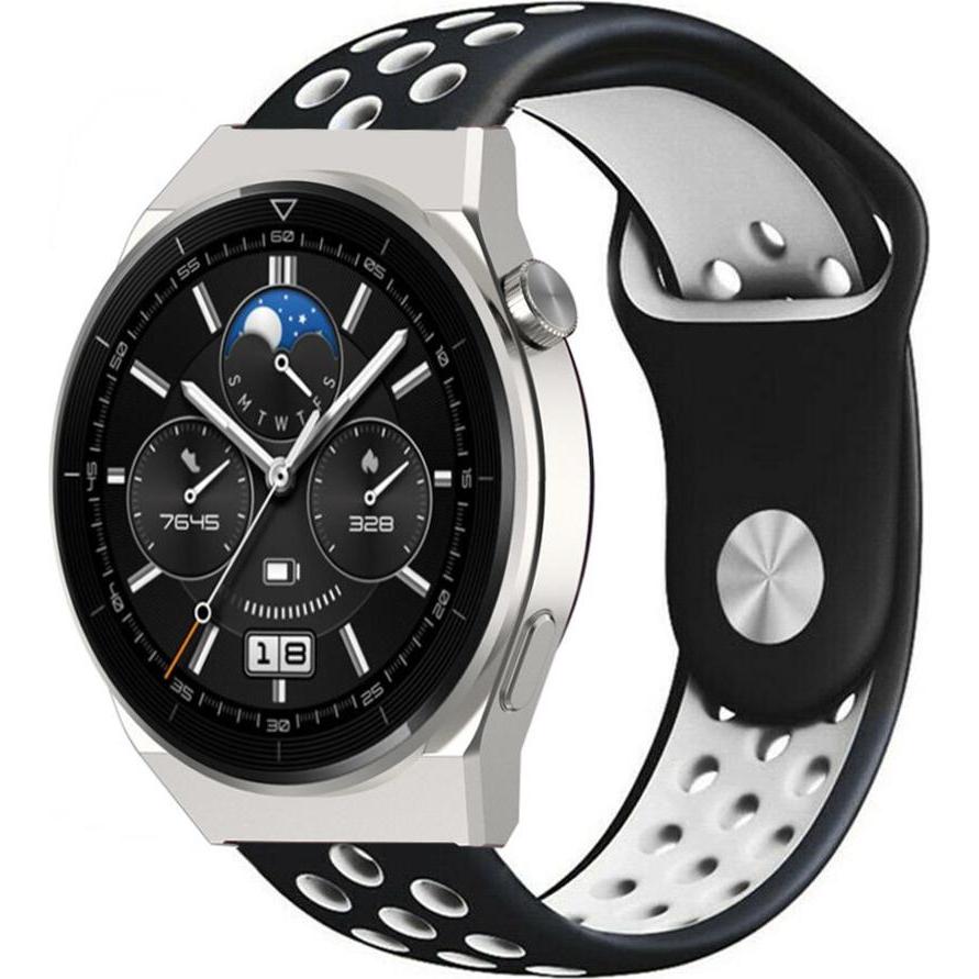 Strap-it Sportarmband (22 mm, Silikon), Uhrenarmband, Mehrfarbig, Schwarz, Weiss