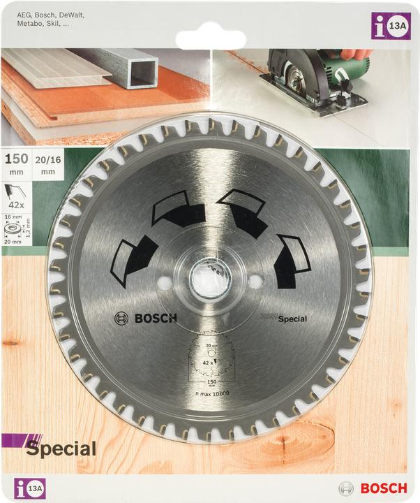 Produktbild Bosch Zubehör Kreissägeblatt SPECIAL D= 150 mm Bohrung= 20 mm Z= 42