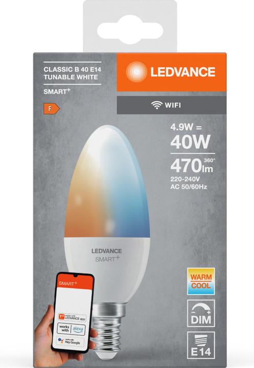 Produktbild Ledvance Smart+ Wifi Candle (E14, 4.90 W, 470 lm, 1 x, F)