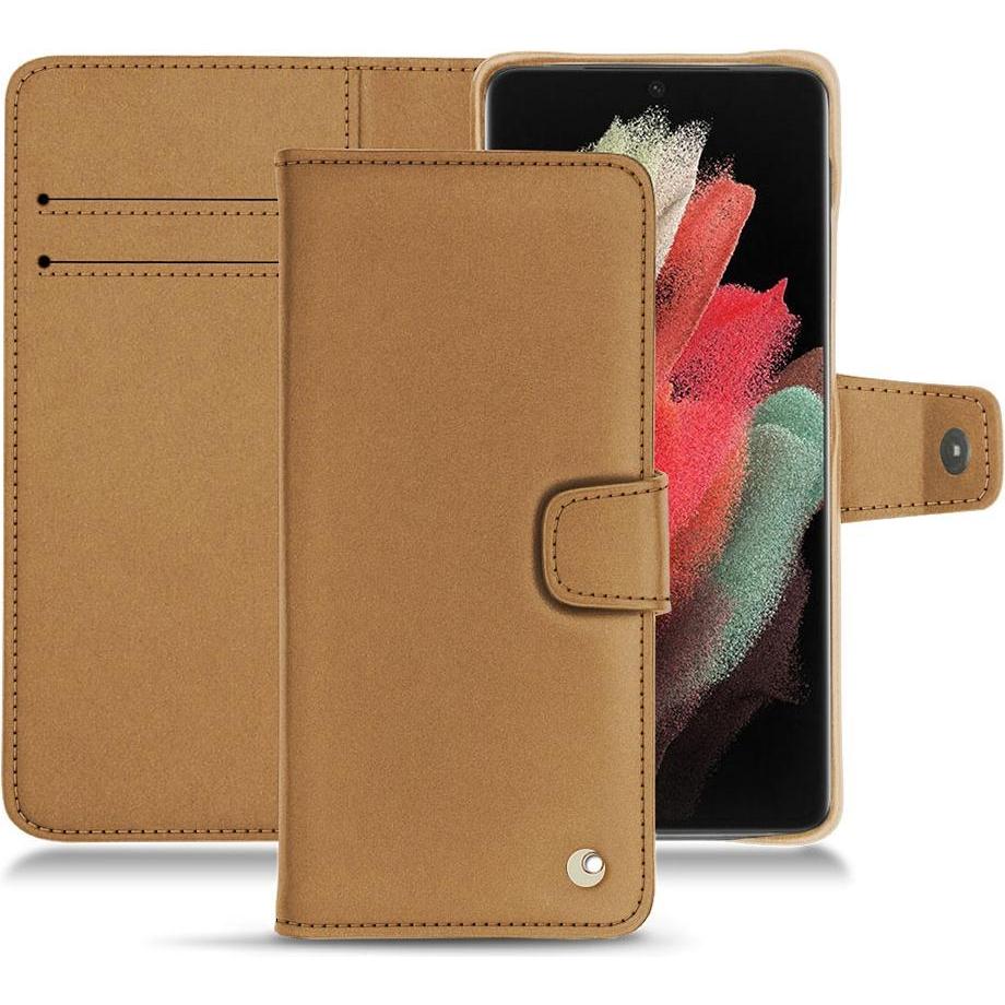 Noreve Lederschutzhülle Wallet (Samsung Galaxy S21 Ultra), Smartphone Hülle, Beige