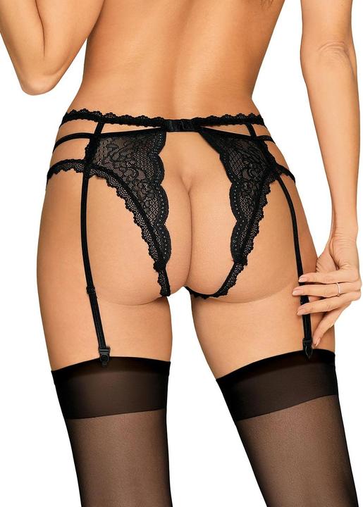 Produktbild Obsessive Pearlove Strumpfhaltergürtel mit offenem Schritt Schwarz (XXL)