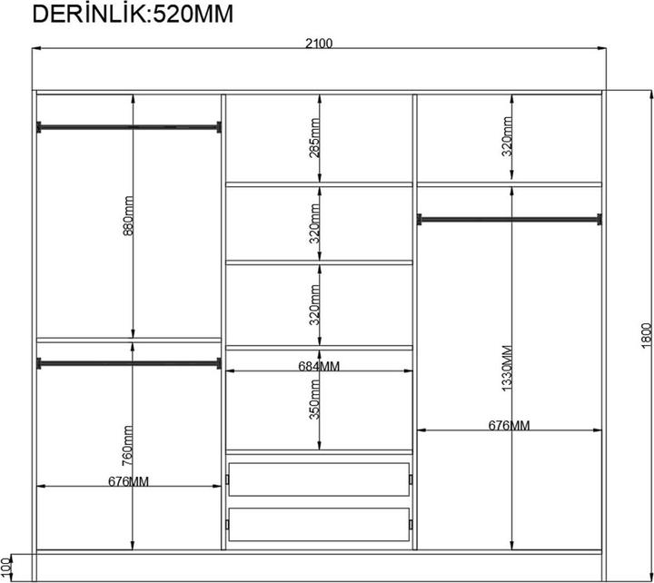 Immagine prodotto Homitis Classy Wardrobe (210 x 52 x 184 cm)