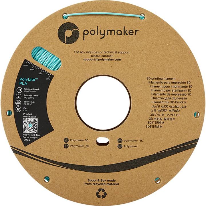 Actual product image Polymaker PA02025 PolyLite Filament PLA 2.85 mm 1000 g Turquoise 1 pc. (PLA, 2.85 mm, 1000 g, Turquoise)