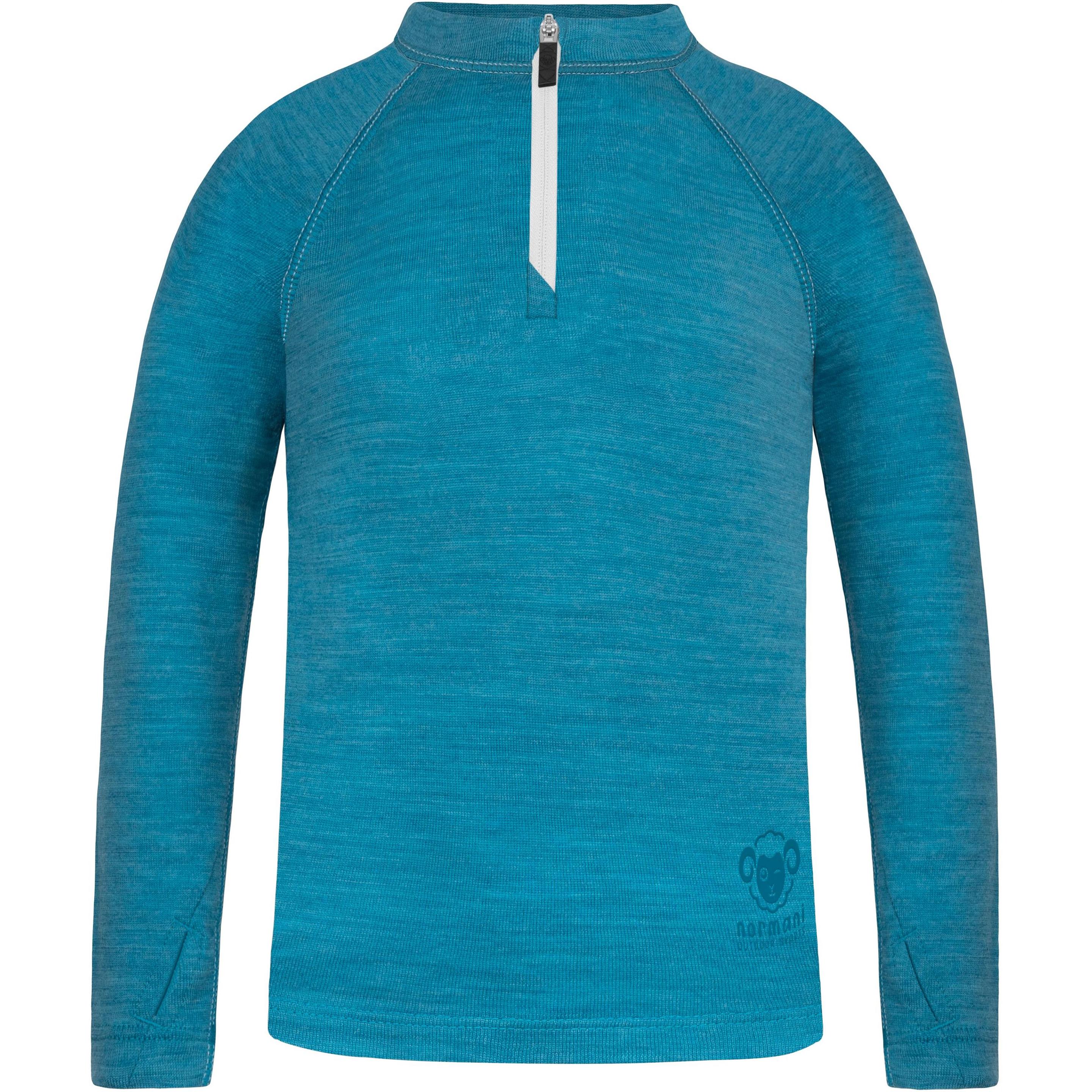 Normani, Herren, Funktionsshirt, Kinder Merino Langarm mit 1/4 Zipper „Nyapari“ - 9545 (134, 140), Blau, 134, 140
