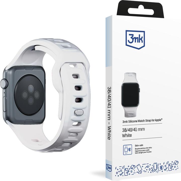 Produktbild 3MK Silicone Watch Strap biały/white dla Apple Watch 38/40/41mm (Silikon, Edelstahl)