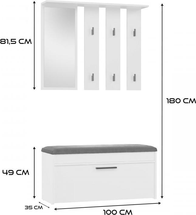 Image du produit Topeshop Armoire PARMA 100x35x180 cm blanc (100 x 35 x 180 cm)
