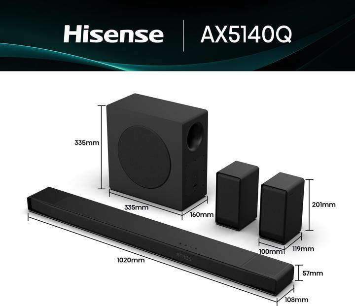 Actual product image Hisense AX5140Q Dolby Atmos Soundbar (600 W, 5.1.4 Channel)