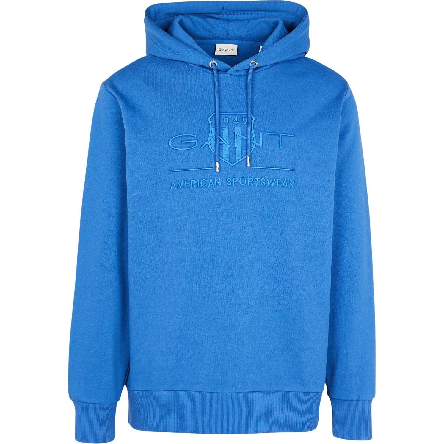 GANT, Herren, Pullover, Regular Tonal Shield Hoodie, Blau, (M)