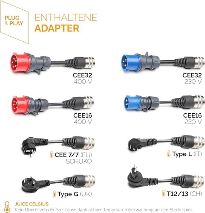 Produktbild Juice Technology Juice Booster 3 air EU Traveller Set (Typ 2, 11 kW, 16 A, CEE 7/7)