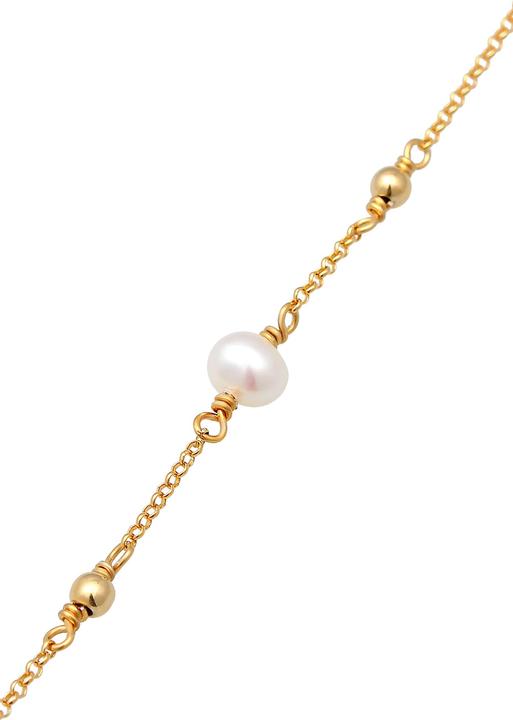Immagine prodotto Elli Bracciale catena piselli perle d'acqua dolce coltivate argento 925 (16 cm, Argento 925 placcato oro, Nessuna pietra, Perle coltivate d'acqua dolce)