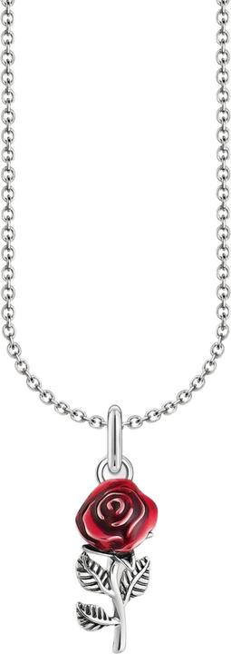 Thomas Sabo Kette mit rotem Rosen-Anhänger Silber (925er Silber, Emaille, 38 cm)