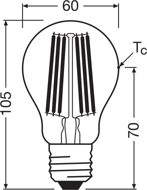 Image du produit Osram LED LAMPS ENERGY CLASS A ENERGY EFFICIENCY FILAMENT CLASSIC A 7.2W 840 Clear E27 (E27, 1521 lm, 2x)