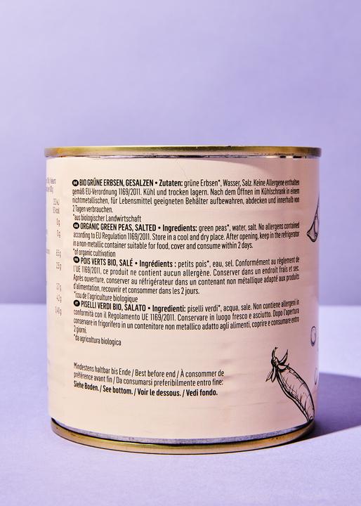 Nährwerte und Zutaten KoRo Bio grüne Erbsen mit Salz (270 g)