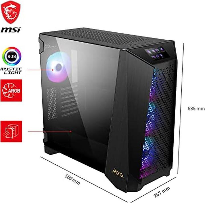 Actual product image MSI MEG PROSPECT 700R Computer Case Midi Tower Black (ATX, mATX, Mini-ITX, E-ATX)