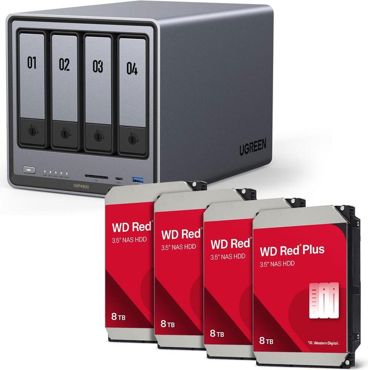 Ugreen NASync DXP4800 + Western Digital Festplatte 32 TB (4 x 8 TB) (4 x 8 TB)
