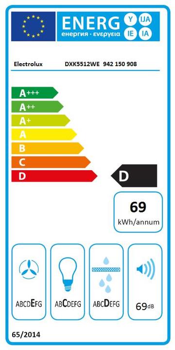 Label énergétique Electrolux DXK5512WE (Hotte intermédiaire)