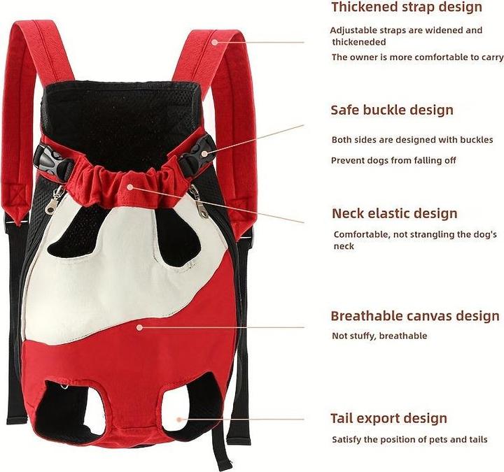 Produktbild Alopini Verstellbarer Tierrucksack für Hunde und Katzen, bequeme Passform, Polyestermaterial mit (Katze, Hund, Atmungsaktiv)