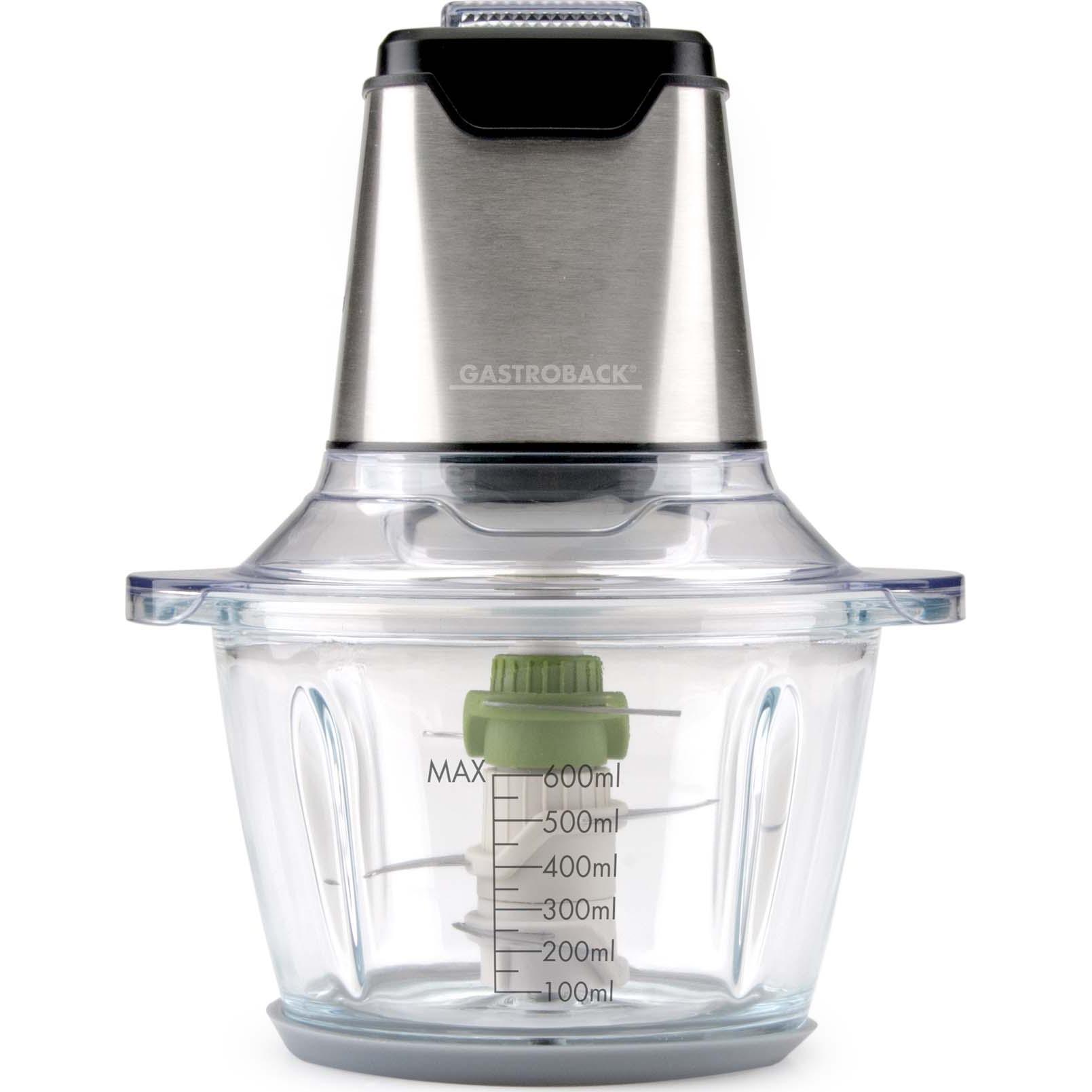 Gastroback Design Mini Chopper Plus, Zerkleinerer, Silber, Transparent