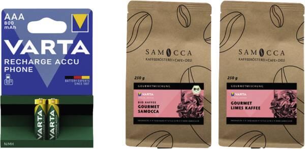 Actual product image Varta Aktionspaket 50x PHONE Power Akku incl. Kaffee Set - Akku - Micro (AAA) (50 pcs., AAA, 800 mAh)