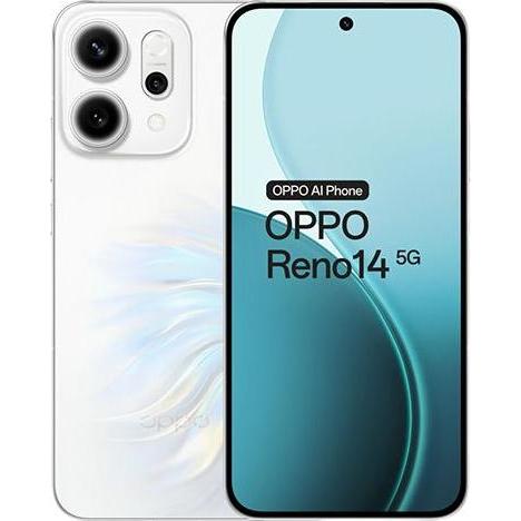 OPPO Reno14 (256 GB, Opal White, 6.59", Dual SIM, 5G), Smartphone, Weiss