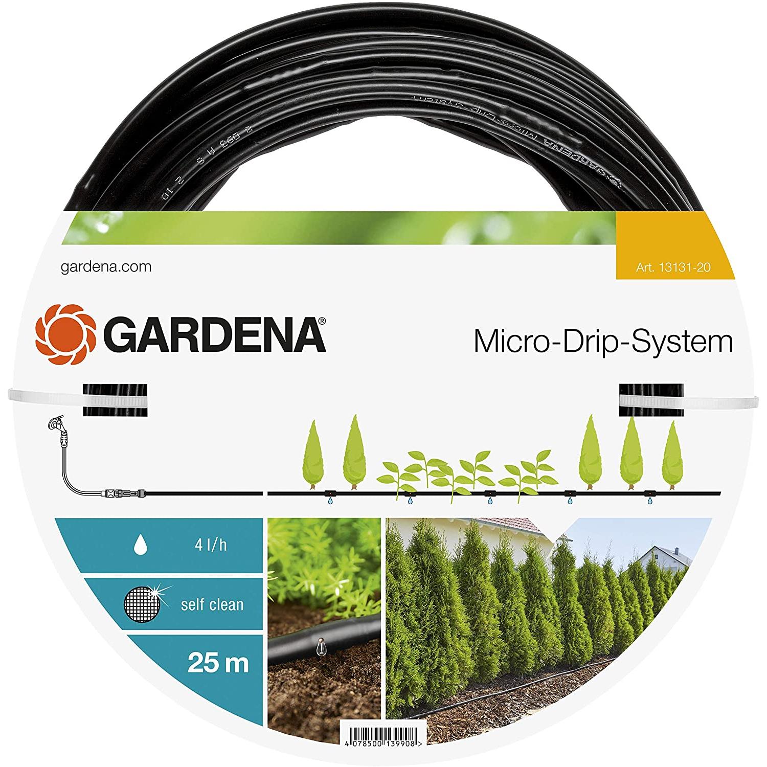 Gardena, Bewässerungssystem, MDS Tropfrohr oberirdisch (Tropfschlauch + Tropfrohr)