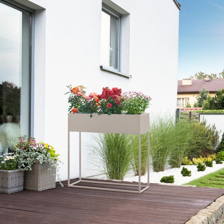 Actual product image En.Casa Blumenständer Joensuu 80x80x25cm Hellgrau