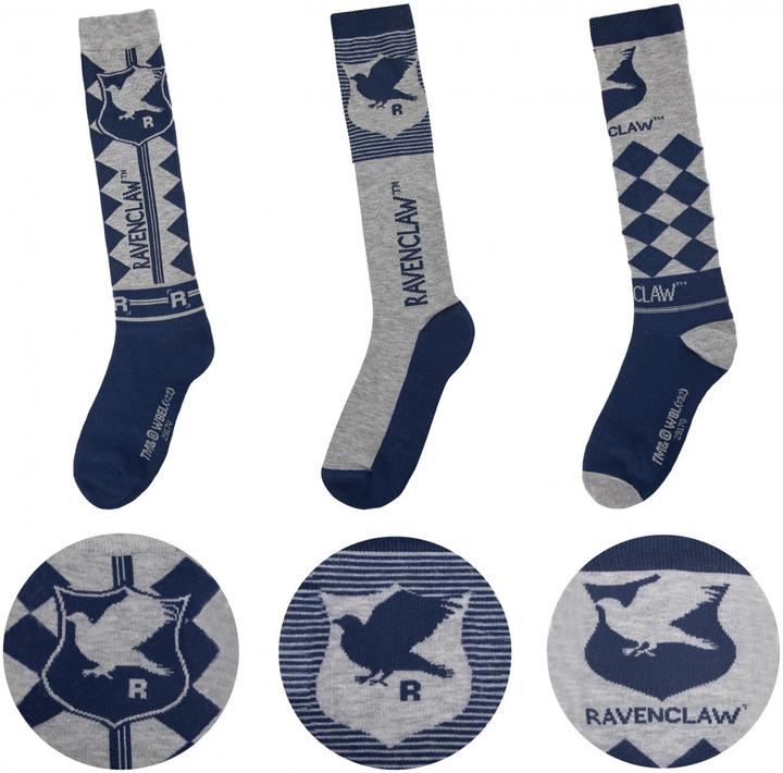 Cinereplicas Set of 3 Ravenclaw knee high socks - Harry Potter CR1643 (3er Pack, 35 - 40)
