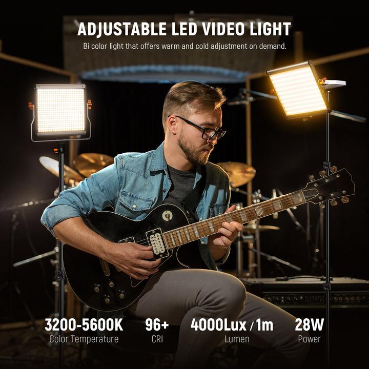 Produktbild Neewer 2x Bi-Color 480 LED Light-Gold+Light Stand (Videoleuchte)