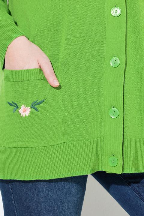 Produktbild Ulla Popken Strickjacke, Blüten-Stickerei, V-Ausschnitt, Langarm (50, 52)