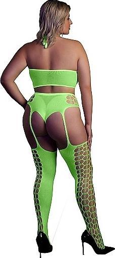 Actual product image Ouch! Two Piece with Crop Top and Stockings - Green - XL/XXXXL (3XL, 4XL, XL, XXL)