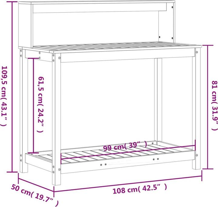 Actual product image vidaXL Planting table with shelves Douglas fir