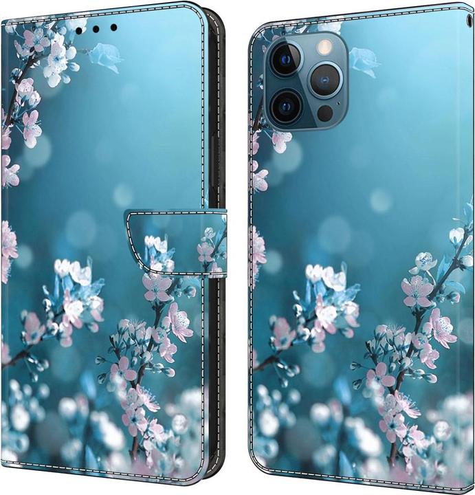 Actual product image Art iPhone 15 Pro Max Book Case with Card Pocket Flowers (Apple iPhone 15 Pro Max)