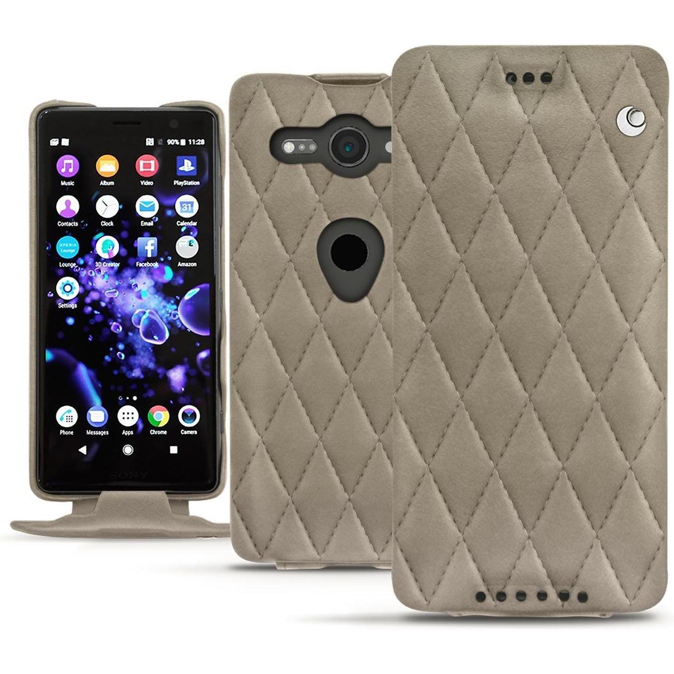 Noreve Lederschutzhülle vertikal (Sony Xperia XZ2 Compact), Smartphone Hülle, Beige