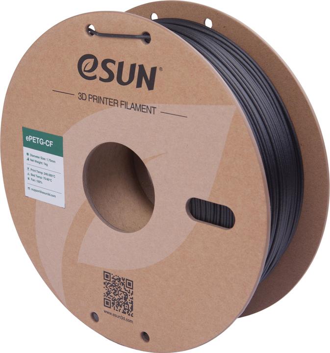 eSUN ePETG-CF Carbon Schwarz Filament 1.75mm 1Kg (PETG, 1.75 mm, 1000 g, Schwarz)