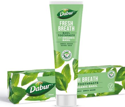 Produktbild Dabur Bio-Basilikum-Zahnpasta für frischen Atem 100ml - Natürliche Zahnpflege mit Bio-Basilikum-Extrakt (100 ml)
