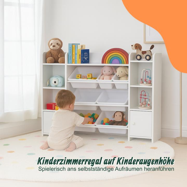 Actual product image Relaxdays - Kinderregal gross mit Boxen, Weiss, 94 x 139 x 30 cm
