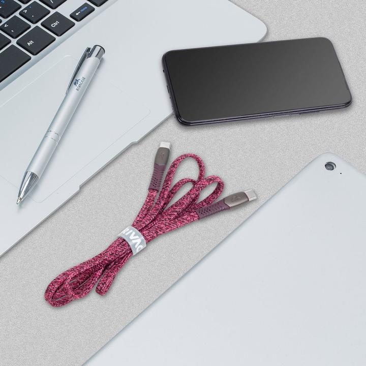 Image du produit Rivacase CÂBLE USB-C VERS USB-C /ROUGE PS6105 RD12 (1.20 m, USB 2.0, 60 W)