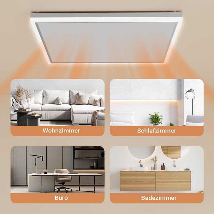 Actual product image Wiltec Infrared ceiling heater 370W 65.5x63x3.5cm Infrared heating LED heater