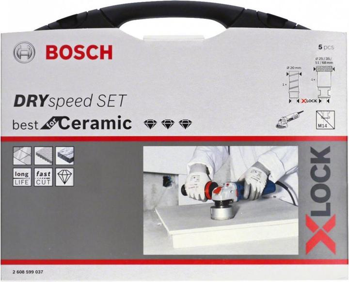 Actual product image Bosch Professional Zubehör PRO Ceramic dry X-Lock core bit set, 68 x 33, 51 x 33, 35 x 33, 25 x 33, 20 x 33 mm, 5 pcs. (51, 68, 51 mm, 35.0 mm, 20.0 cm)