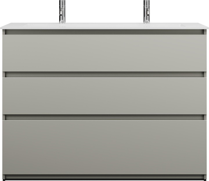 Immagine prodotto burgbad Lin20 Minearl lavabo in fusione colore bianco lucido con 2 fori per rubinetto incluso mobile