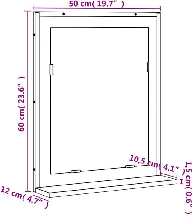 Immagine prodotto vidaXL Badspiegel (12 x 60 cm)