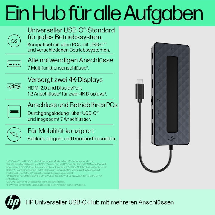 Produktbild HP Universal Multiport (USB-C, 3 Ports)