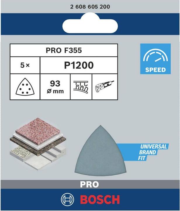 Produktbild Bosch Professional Zubehör PRO F355 Schleifblatt, 93 mm, G1200 (1200)