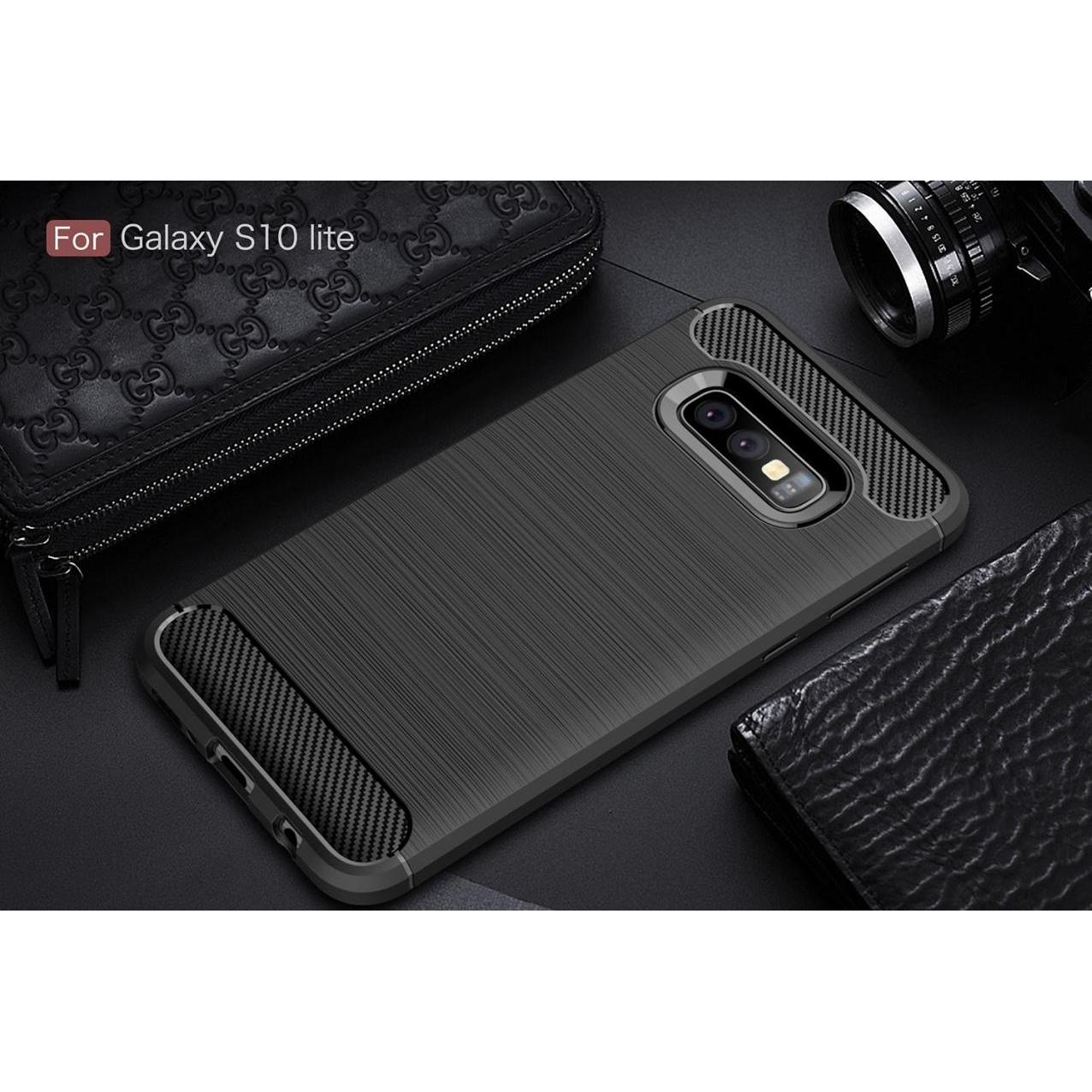 Thumbnail - Screenguard Samsung Galaxy S10e Hülle Carbon Brushed Soft TPU (Samsung Galaxy S10e), Smartphone Hülle, Schwarz